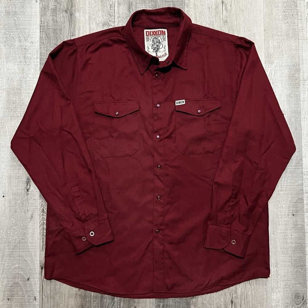 Dixxon Flannel Co Bordeaux Red Snap Front Two Pocket Long Sleeve Mens 2XL D-Tech